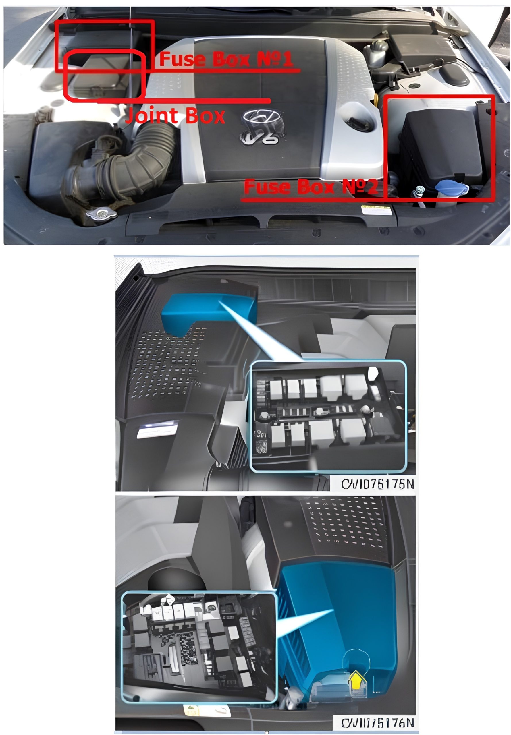 Hyundai Genesis BH (2008 - 2013) Engine Compartment Fuse Box Location