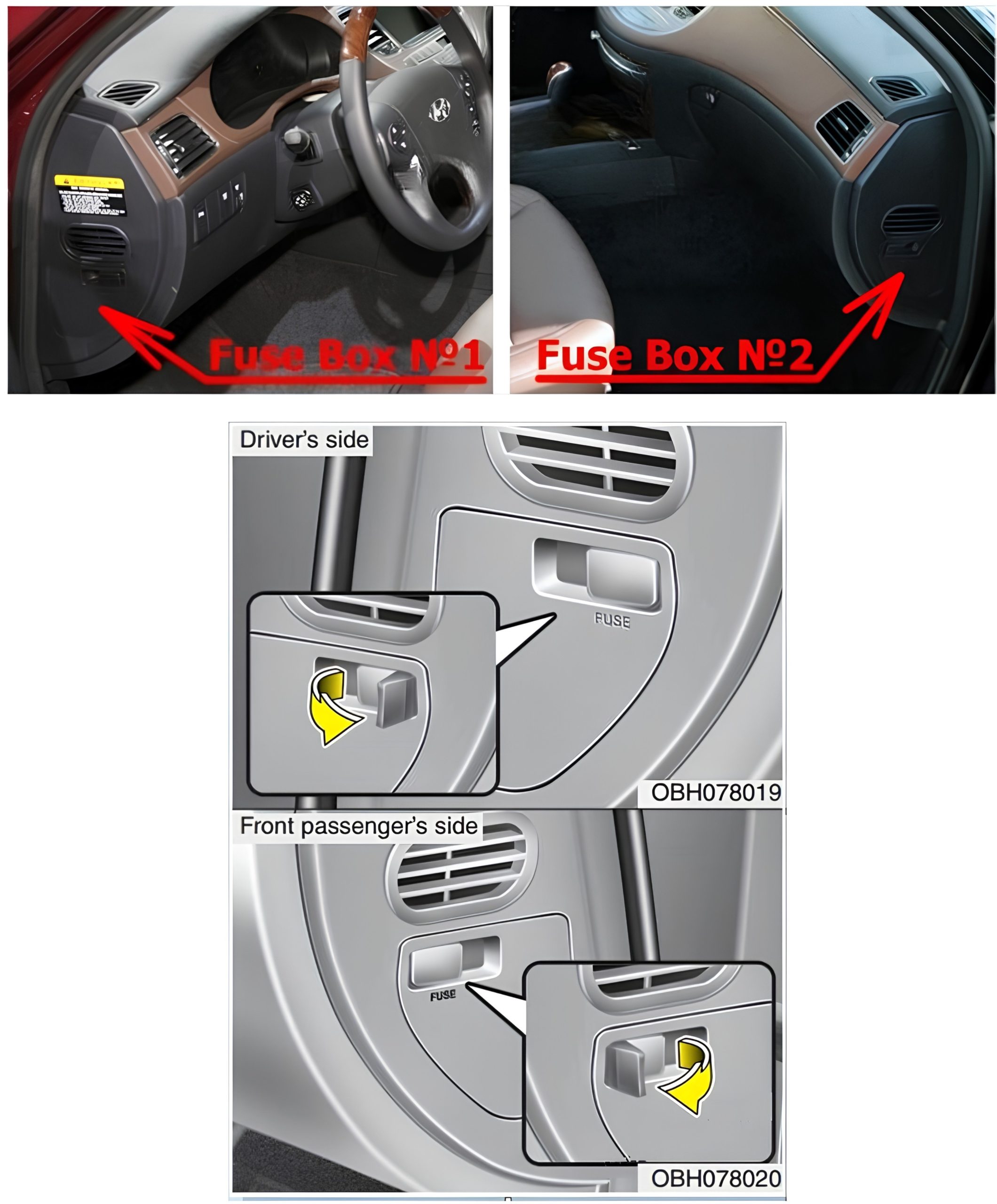 Hyundai Genesis BH (2008 - 2013) Passenger Compartment Fuse Box Location