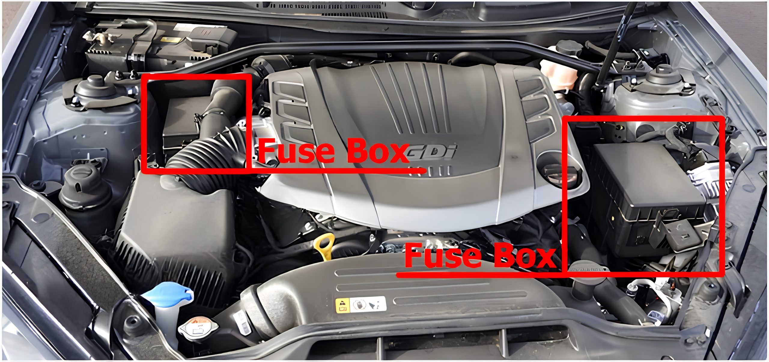 Hyundai Genesis Coupe (2009 - 2016) Engine Compartment Fuse Box Location