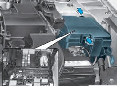 Hyundai Sonata LF (2015 - 2019) Engine Compartment Fuse Box Location 2