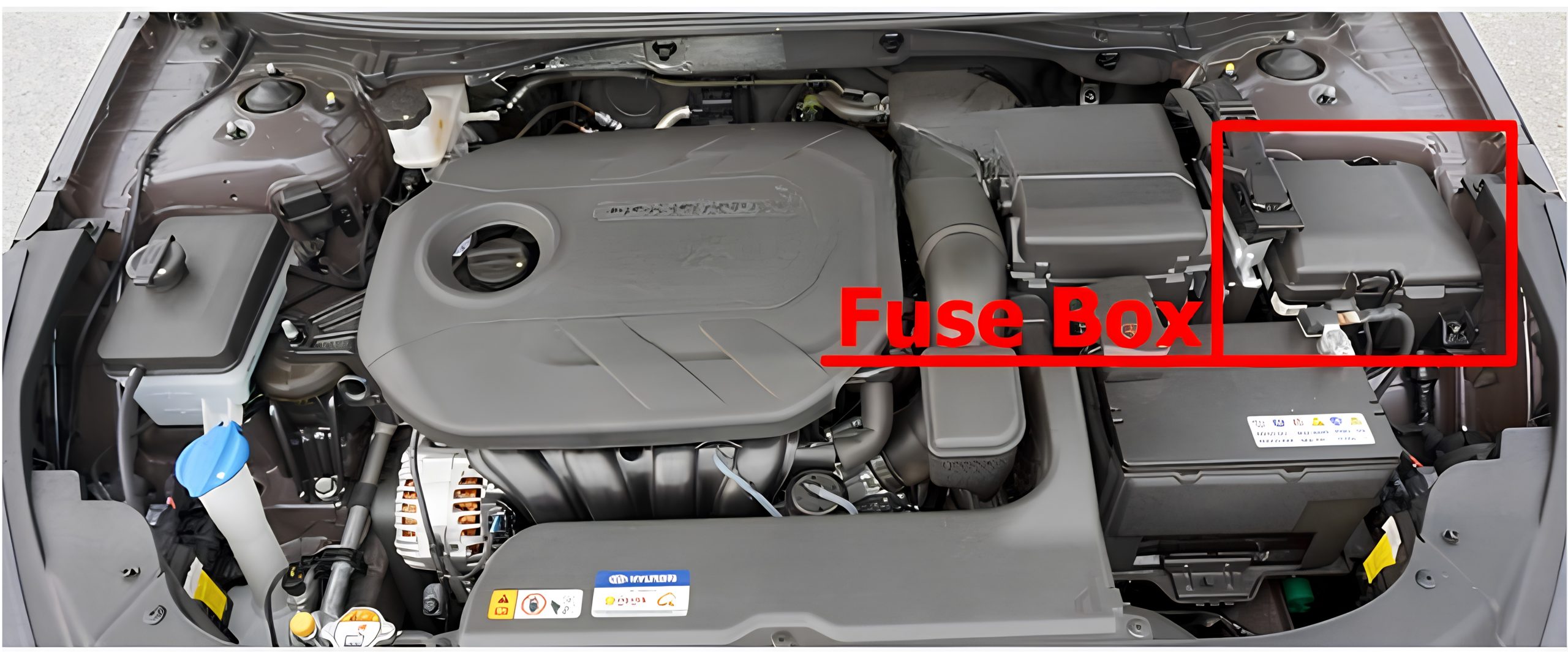 Hyundai Sonata LF (2015 - 2019) Engine Compartment Fuse Box Location