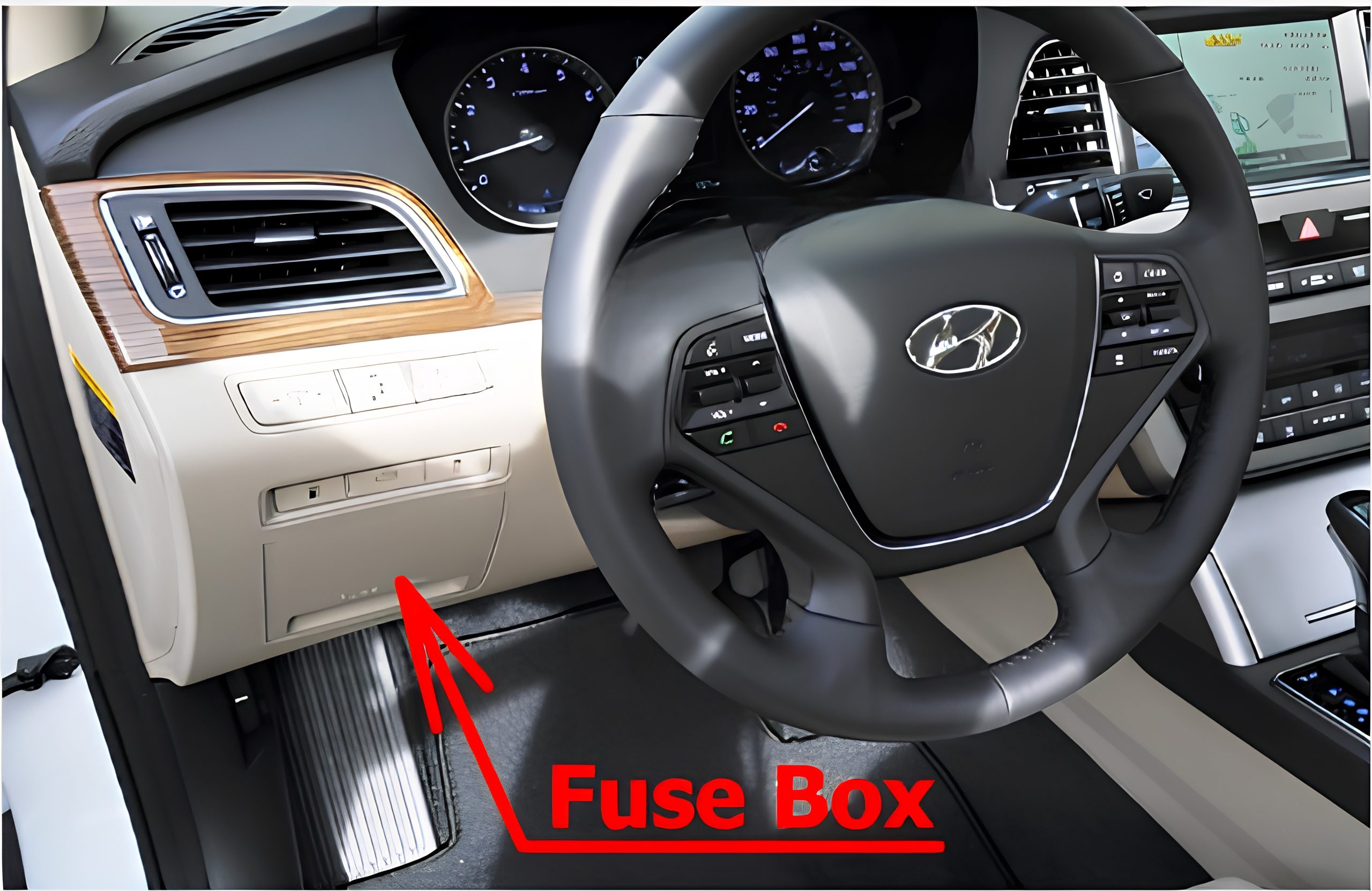 Hyundai Sonata LF (2015 - 2019) Passenger Compartment Fuse Box Location