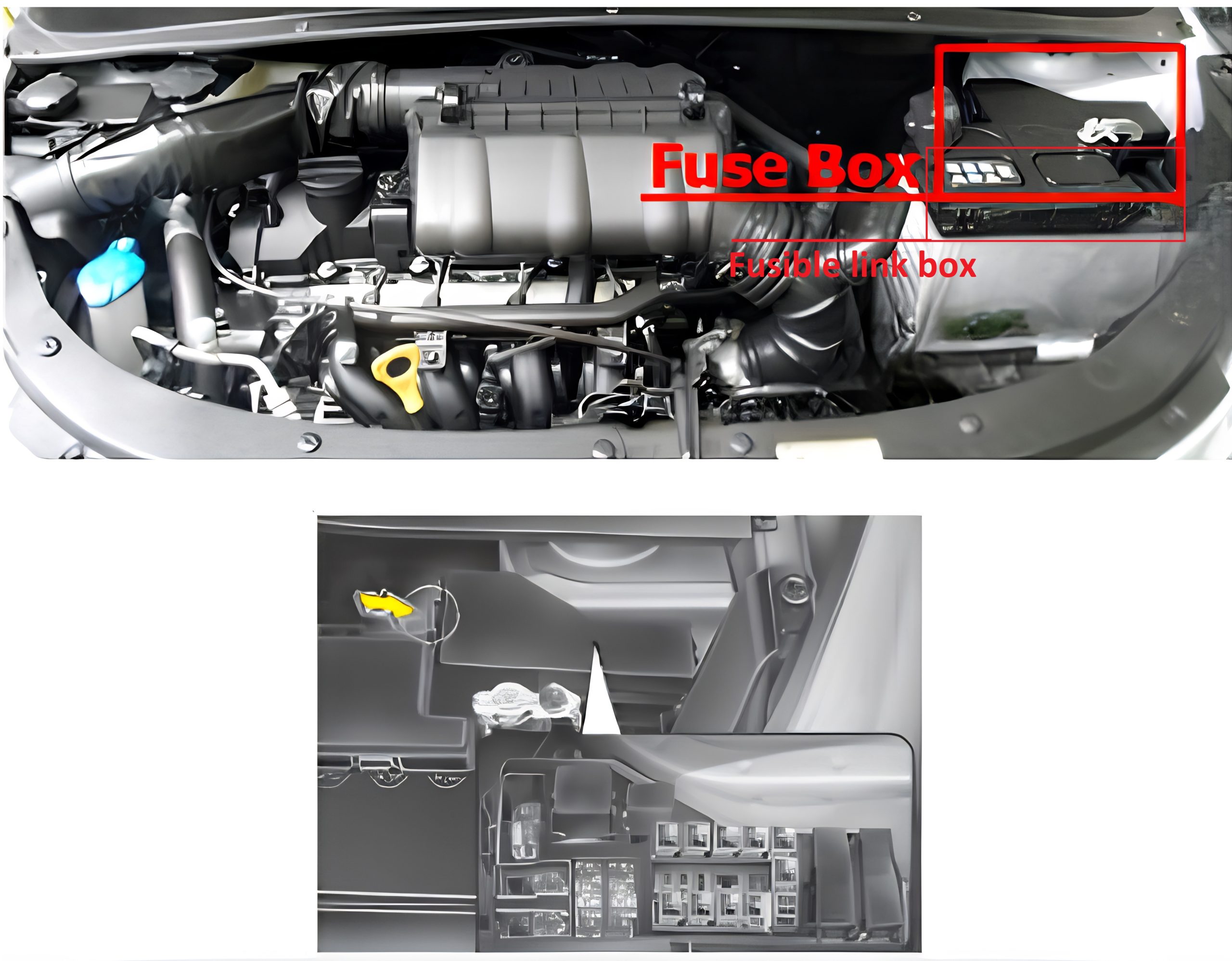 Hyundai i10 (2007 - 2013) Engine Compartment Fuse Box Location