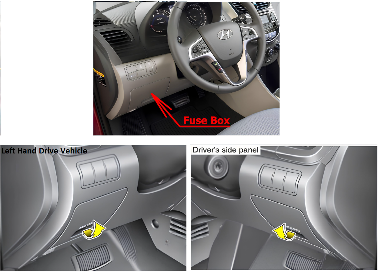 Passenger Compartment Fuse Box Diagram Hyundai Accent (2011–2017)