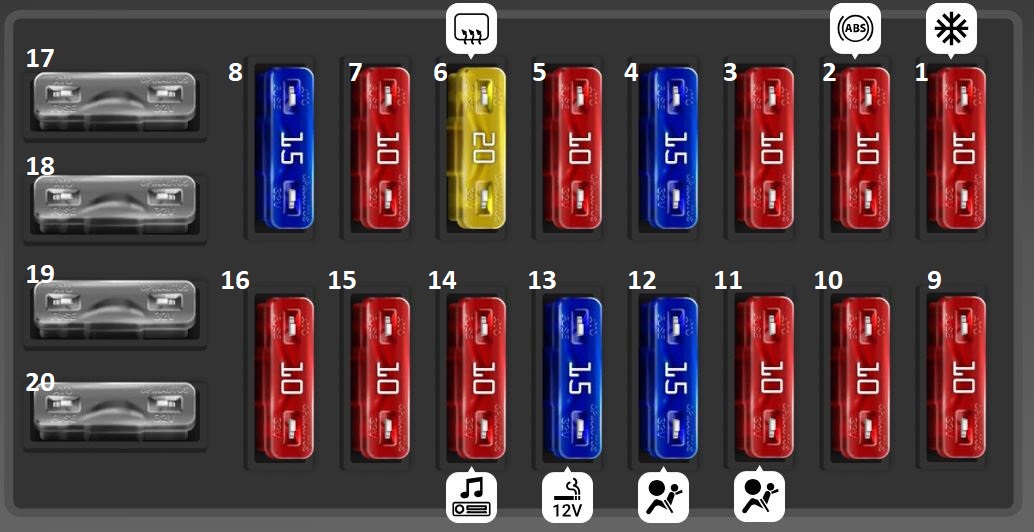 Hyundai Accent (1994 - 1999) Passinger Compartment Fuse Box Diagram Interior Box