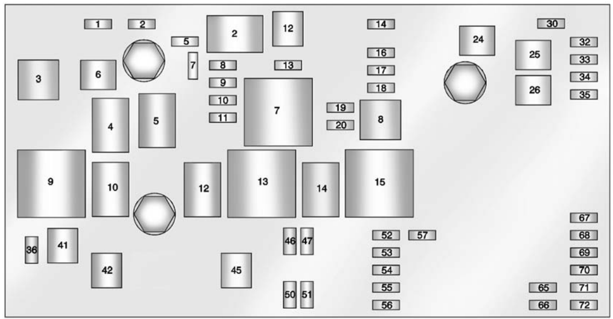 Cadillac SRX (2010-2016) ENGINE COMPARTMENT DIAGRAM
