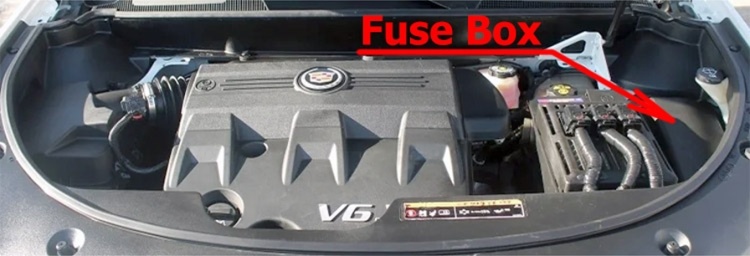 Cadillac SRX (2010-2016) ENGINE COMPARTMENT location