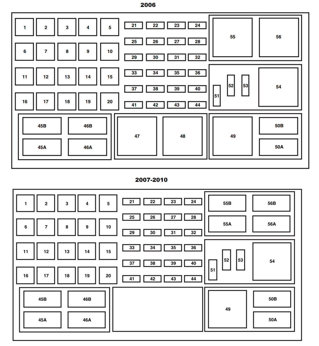 Engine Compartment Fuse Box Diagrams 2007-2010