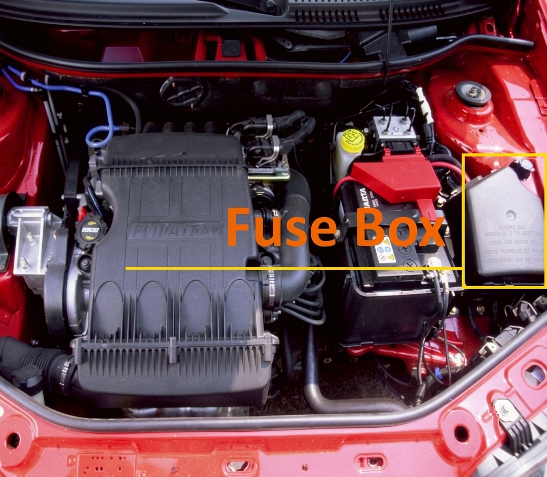 Fiat Punto (1993 - 1999) Engine Compartment Fuse Box Locatiuon