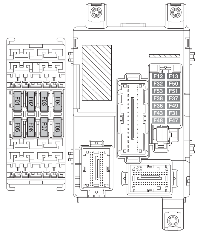 Fiat Doblo 2015 - 2019 Passenger compartment fuse box DIAGRAM