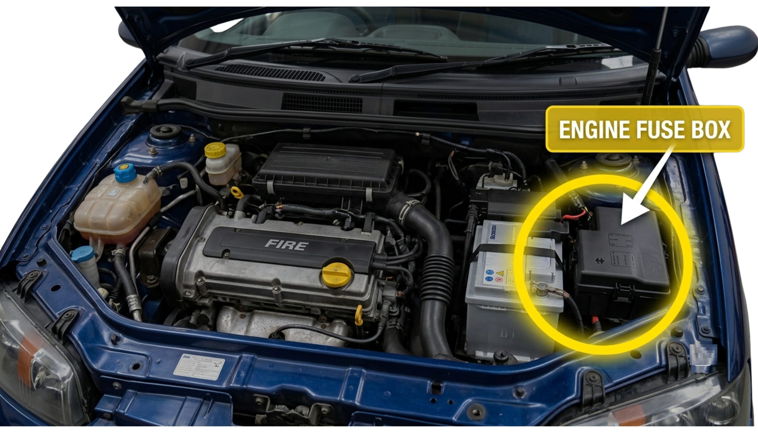 Fiat Punto (2000 - 2011) Engine Compartment Fuse Box Location