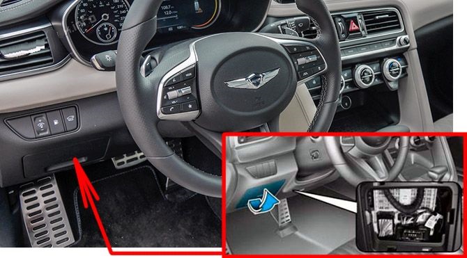 Genesis G70 (2021 - 2026) Passenger Compartment Fuse Box Location