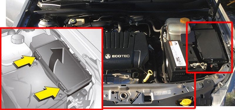 Holden Astra AH (2004 - 2009) Engine Compartment Fuse Box Location