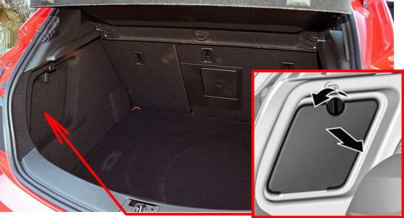 Holden Astra PJ (2015 & 2016) Luggage Compartment Fuse Box Location