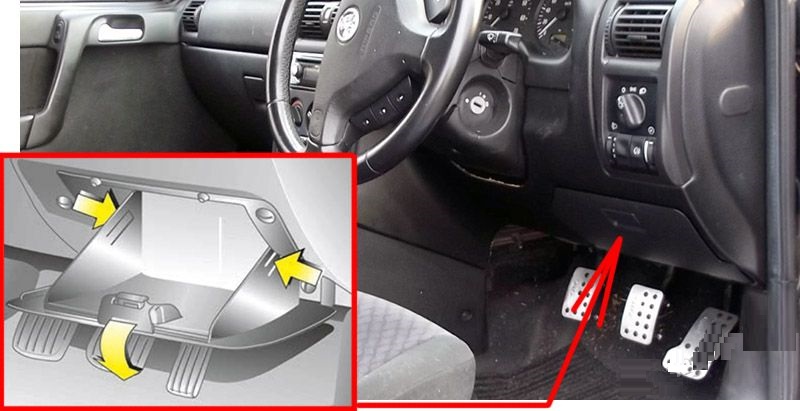 Holden Astra TS (1998 - 2005) Passenger Compartment Fuse Box Location