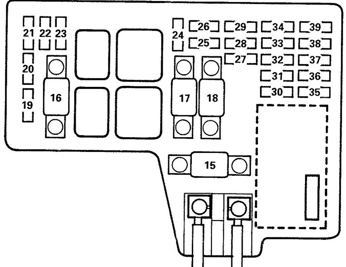 Isuzu Oasis (1996 - 1999) Engine Compartment Fuse Box Diagram