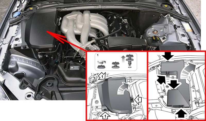 Jaguar XF (2007 - 2015) Engine Compartment Fuse Box Location