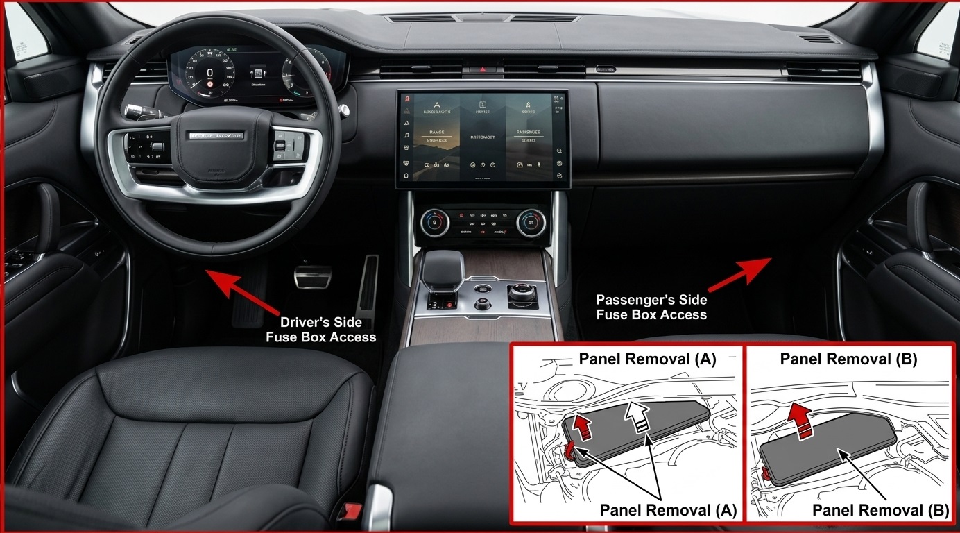 Land Rover Range Rover (2022 - 2026) Passenger Compartment Fuse Box Location