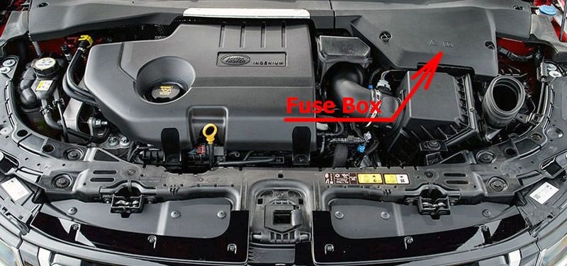 Land Rover Range Rover Evoque (2019 - 2026) Engine Compartment Fuse Box Location