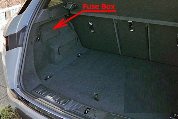 Land Rover Range Rover Evoque (2019 - 2026) Luggage Compartment Fuse Box Location