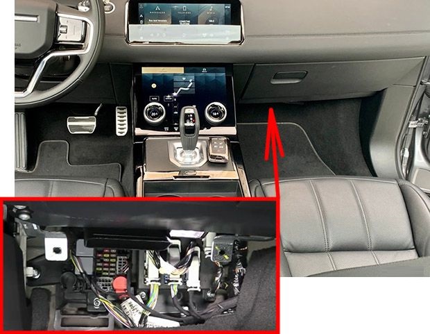 Land Rover Range Rover Evoque (2019 - 2026) Passenger Compartment Fuse Box Location