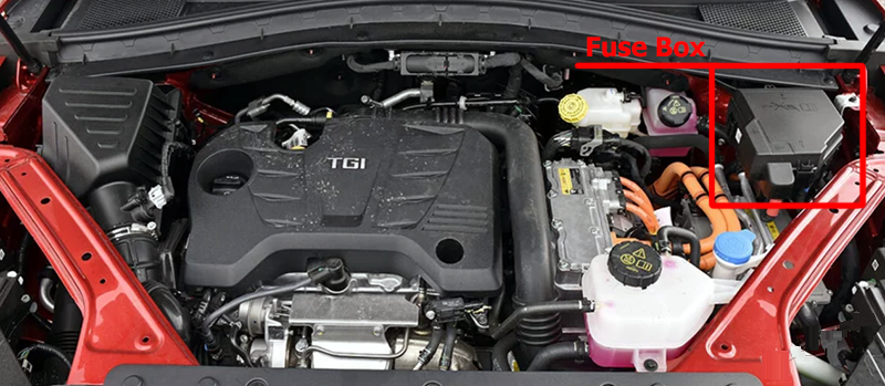 MG HS PHEV (2020 - 2023) Engine Compartment Fuse Box Location