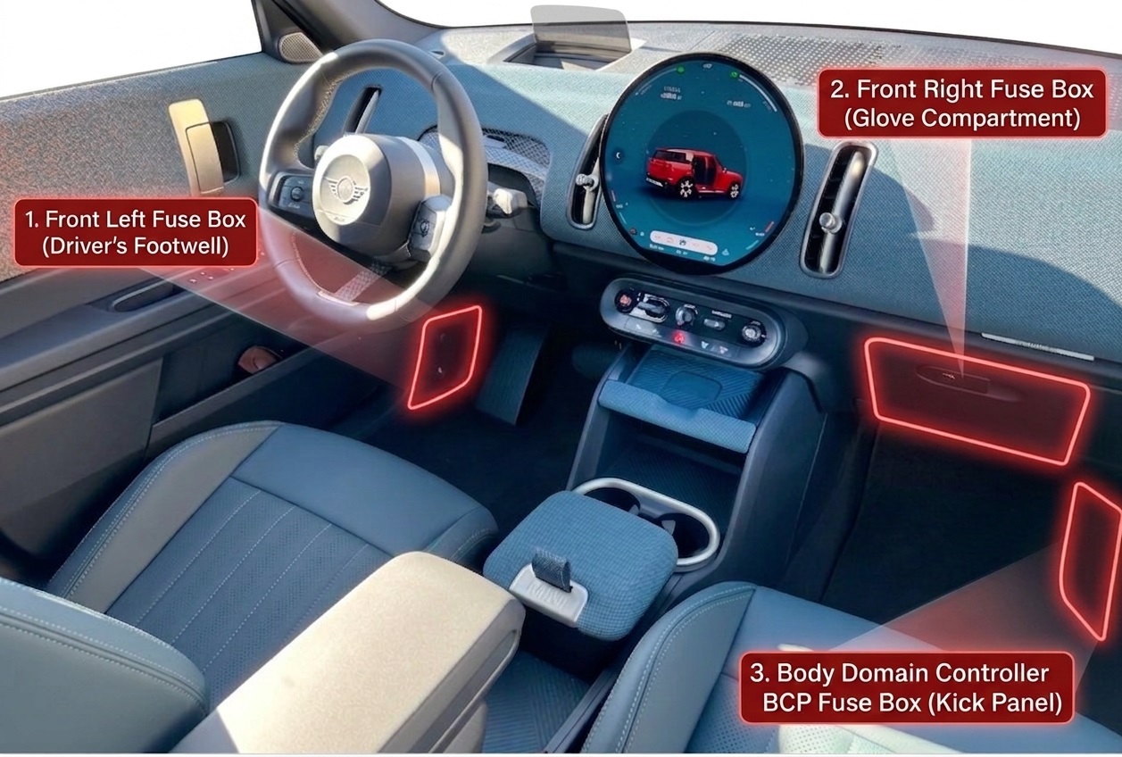 MINI Countryman U25 (2025 - 2026) Passenger Compartment Fusew Box Location