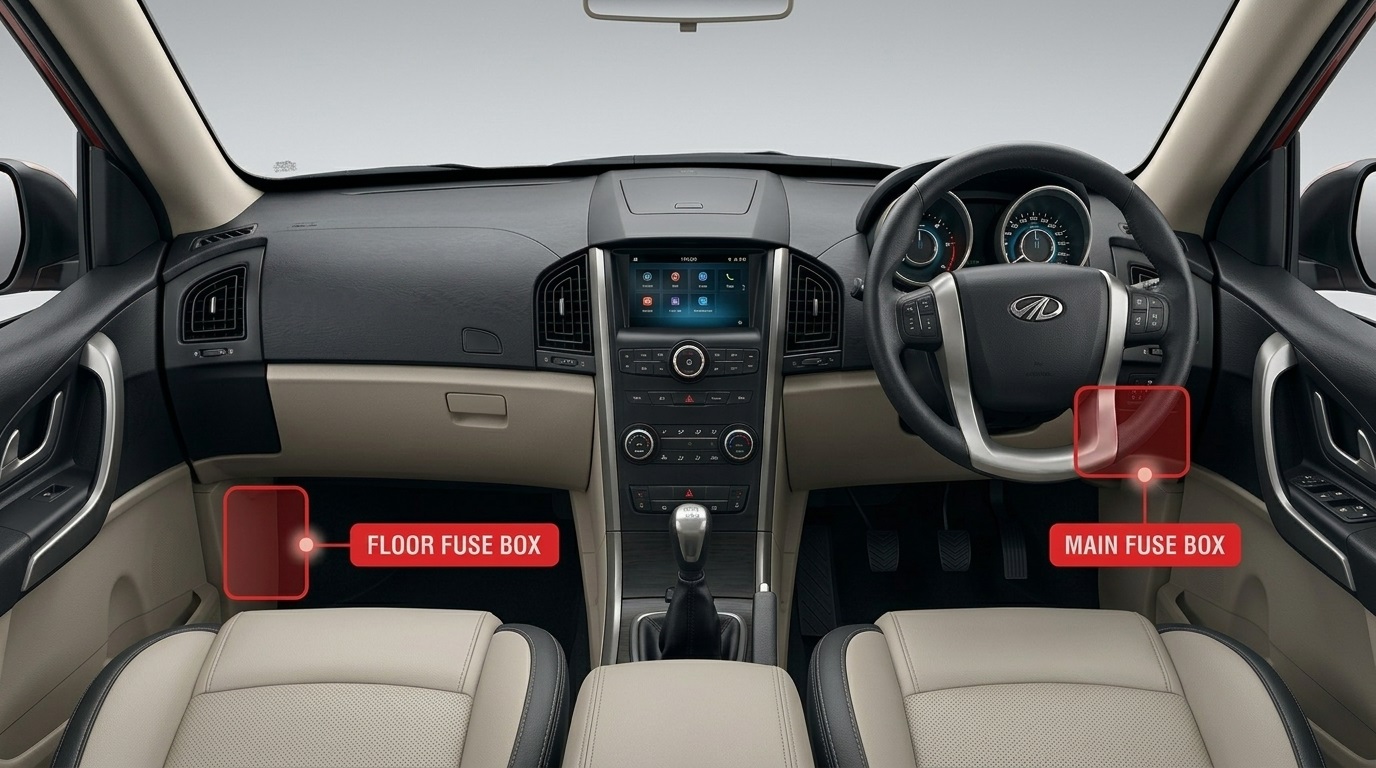 Mahindra XUV500 (2011 - 2020) Passenger Compartment Fuse Box Location 2