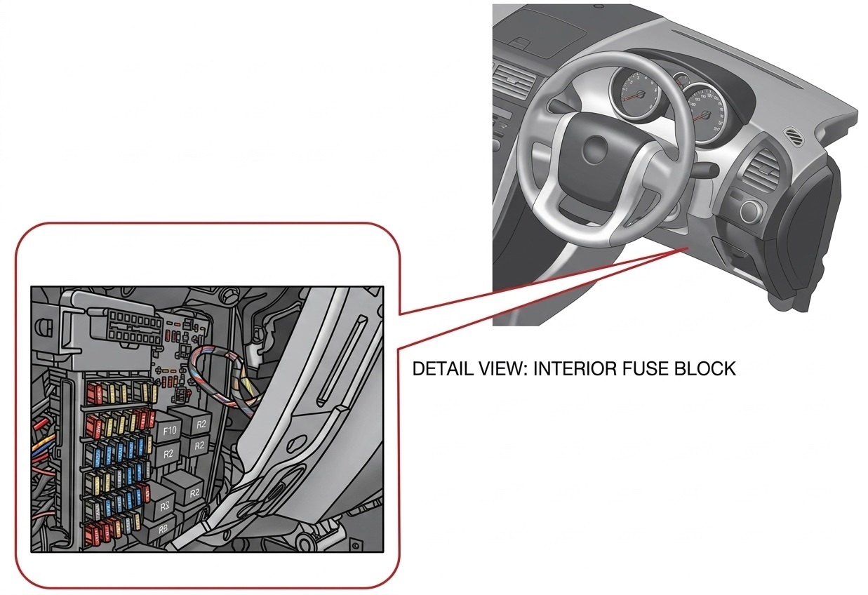 Mahindra XUV500 (2011 - 2020) Passenger Compartment Fuse Box Location