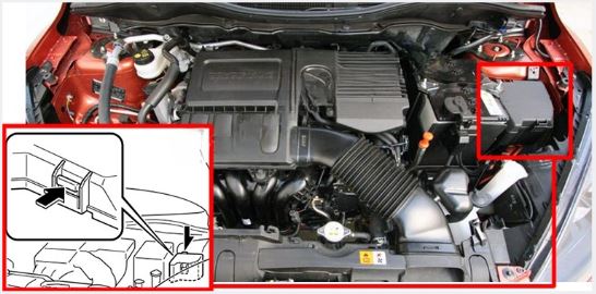 Mazda 2 DE (2011 - 2014) Engine Compartment Fuse Box Location