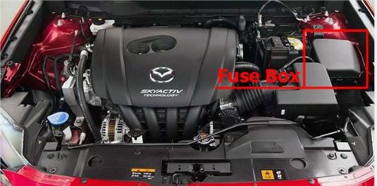 Mazda CX-3 (2015 - 2022) Engine Compartment Fuse Box Location