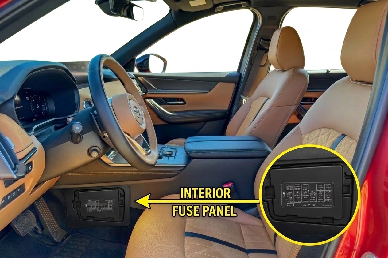 Mazda CX-70 (2025 & 2026) Passenger Compartment Fuse Box Location