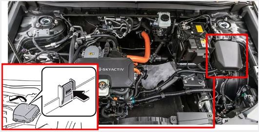 Mazda MX-30 EV (2020 - 2023) Engine Compartment Fuse Box Location