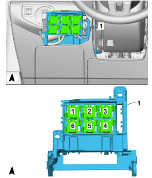 Relay carrier #2 (SR1, on left under dash panel)