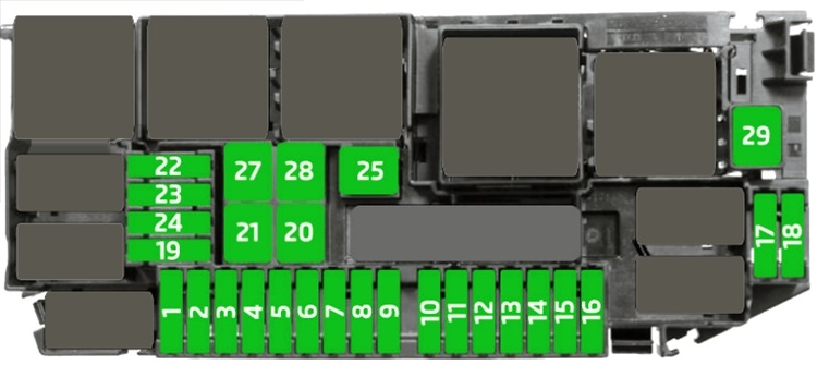 SEAT Arona (2017 - 2026) Engine Compartment Fuse Box Diagram