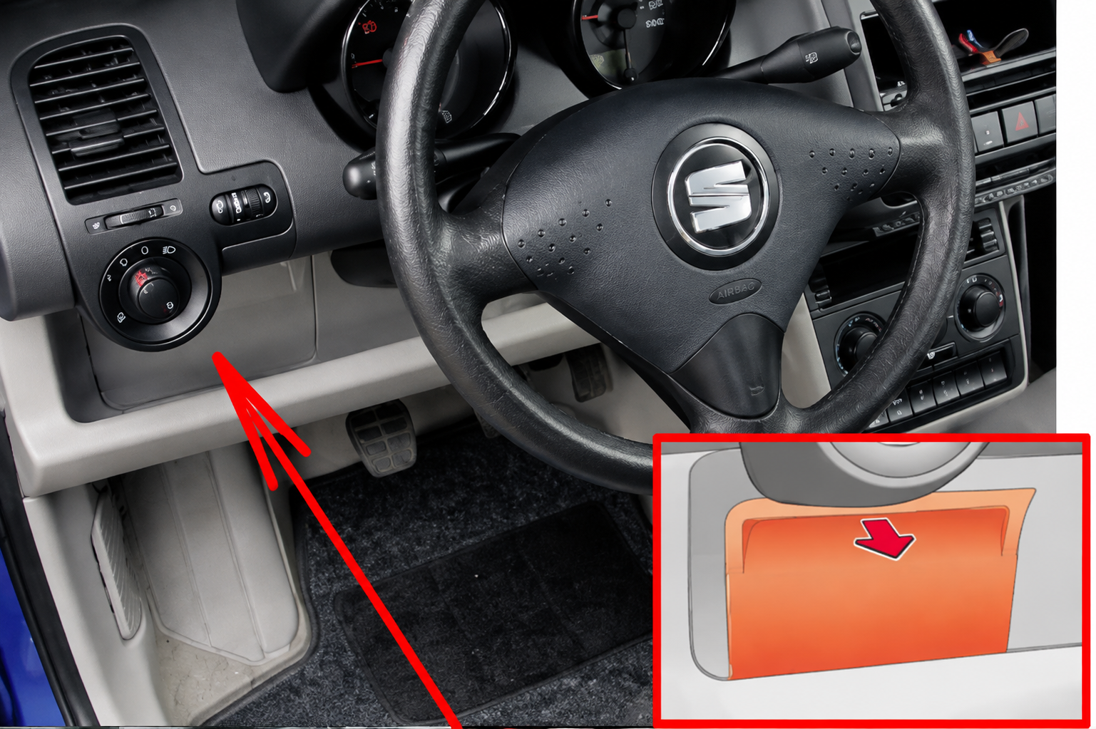 SEAT Arosa (2000 - 2004) Passenger Compartment Fuse Box Location