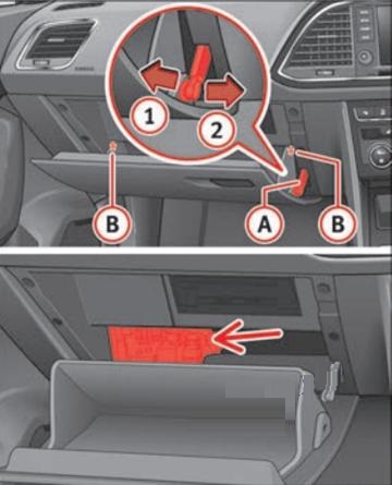 SEAT Ateca (2016 - 2026) Passenger Compartment Fuse Box Location RHD Fig 2
