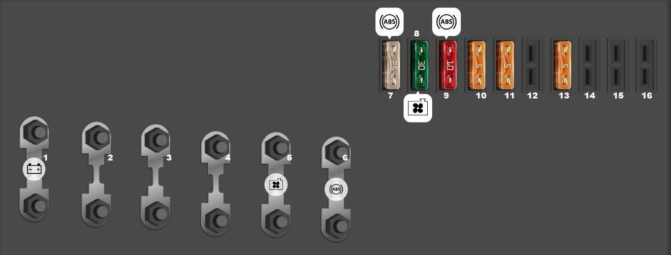 SEAT Ibiza (2004 - 2008) Engine Compartment Fuse Box Diagram Fig 1