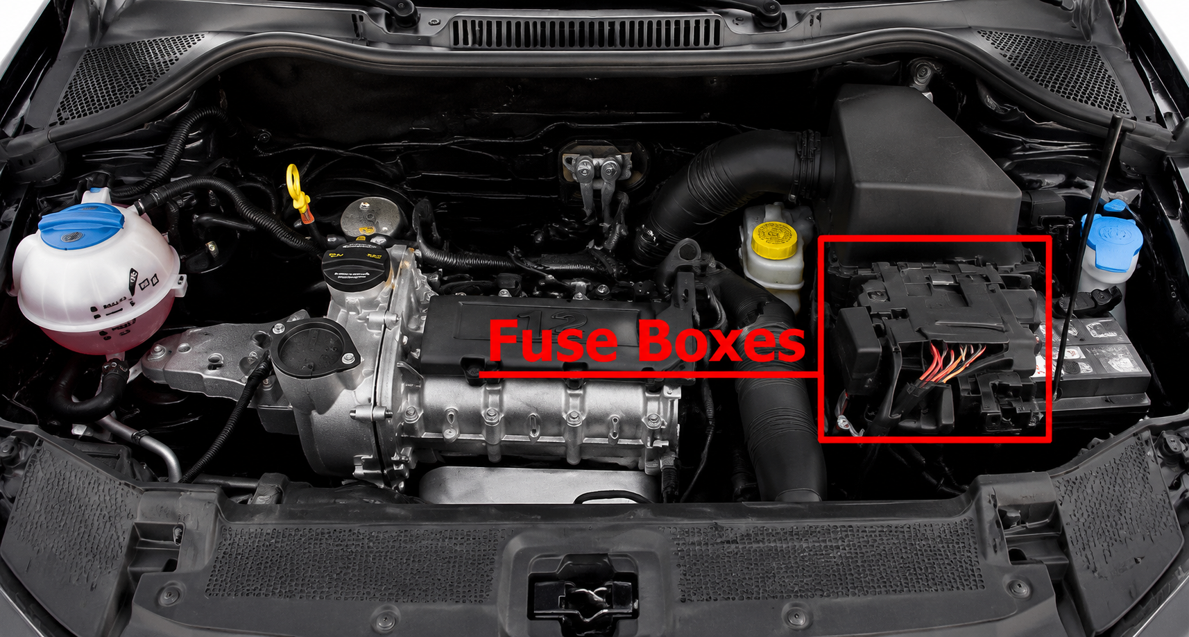 SEAT Ibiza (2008 - 2017) Engine Compartment Fuse Box Location Fig 1