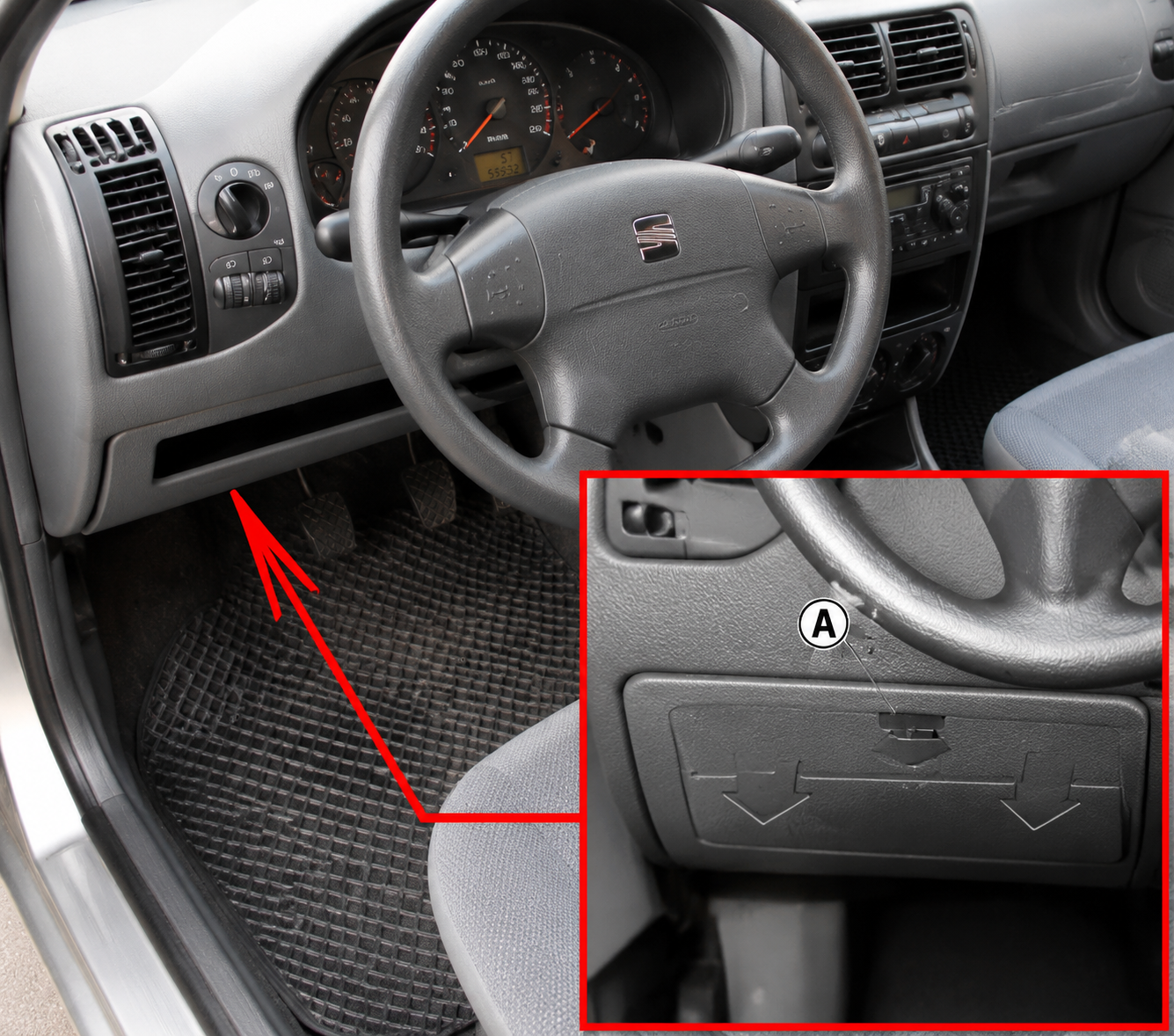 SEAT Inca (2000 - 2004) Passenger Compartment Fuse Box Location Fig