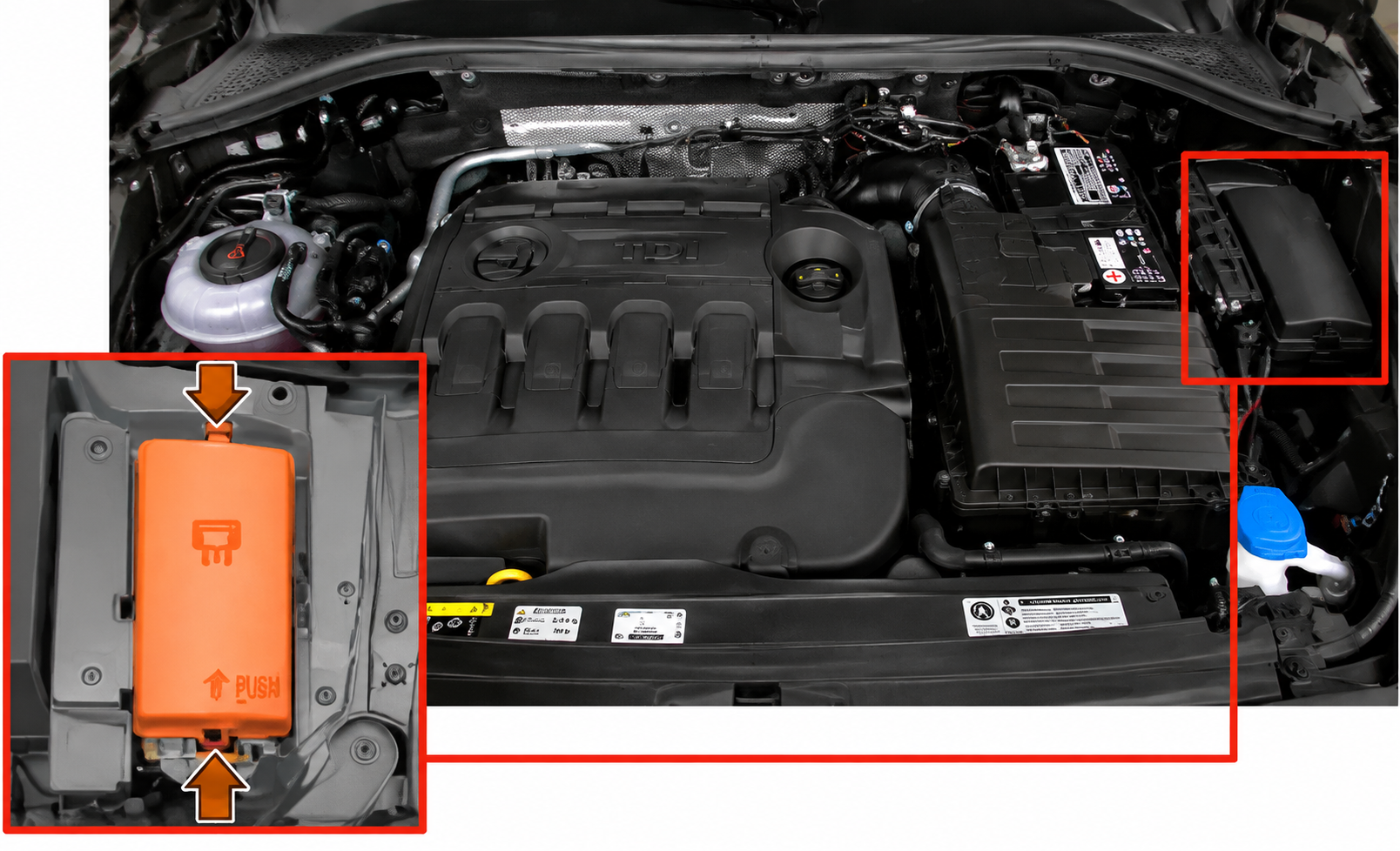 SEAT Tarraco (2019 - 2024) Engine Compartment Fuse Box Location