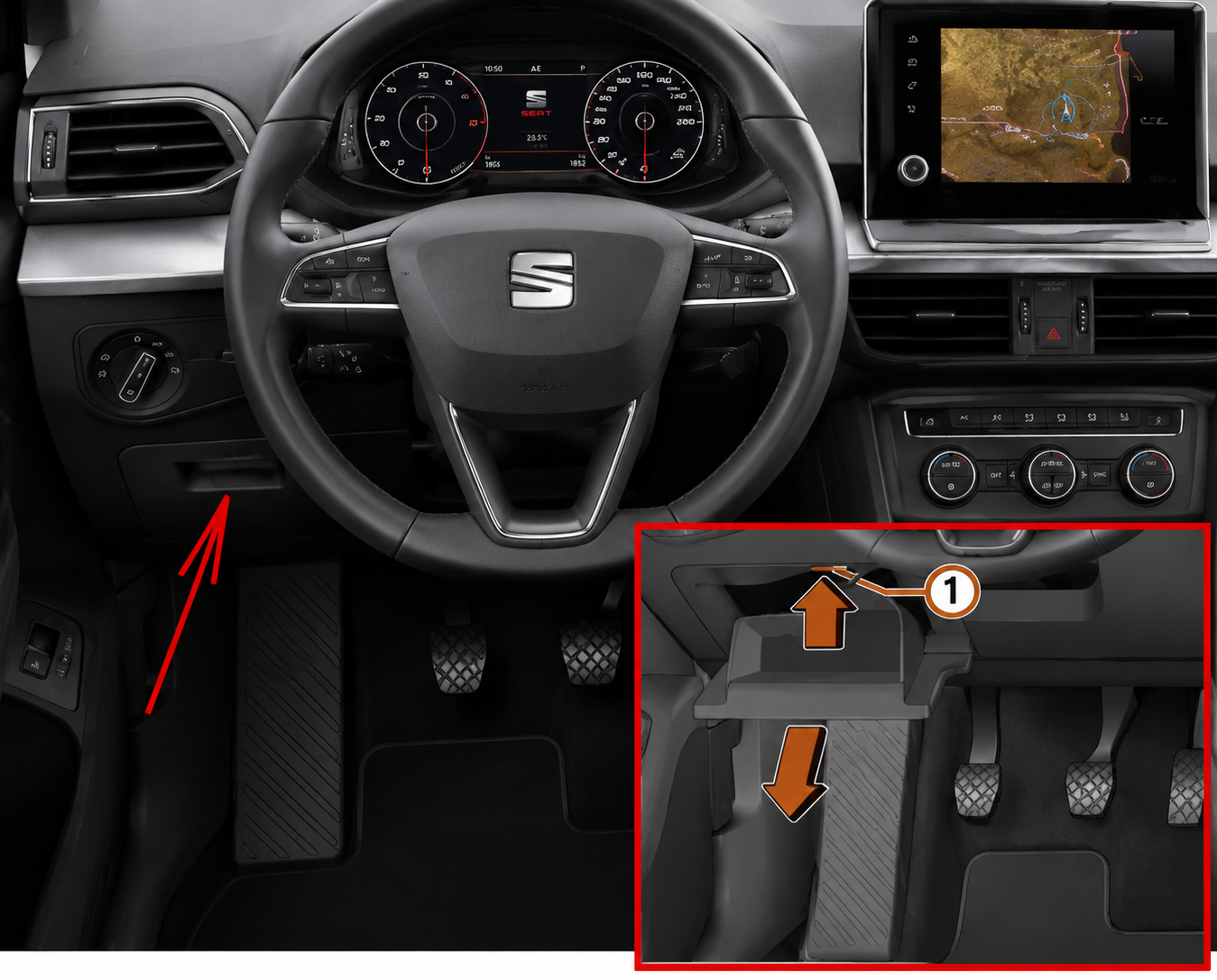 SEAT Tarraco (2019 - 2024) Passenger Compartment Fuse Box Location LHD