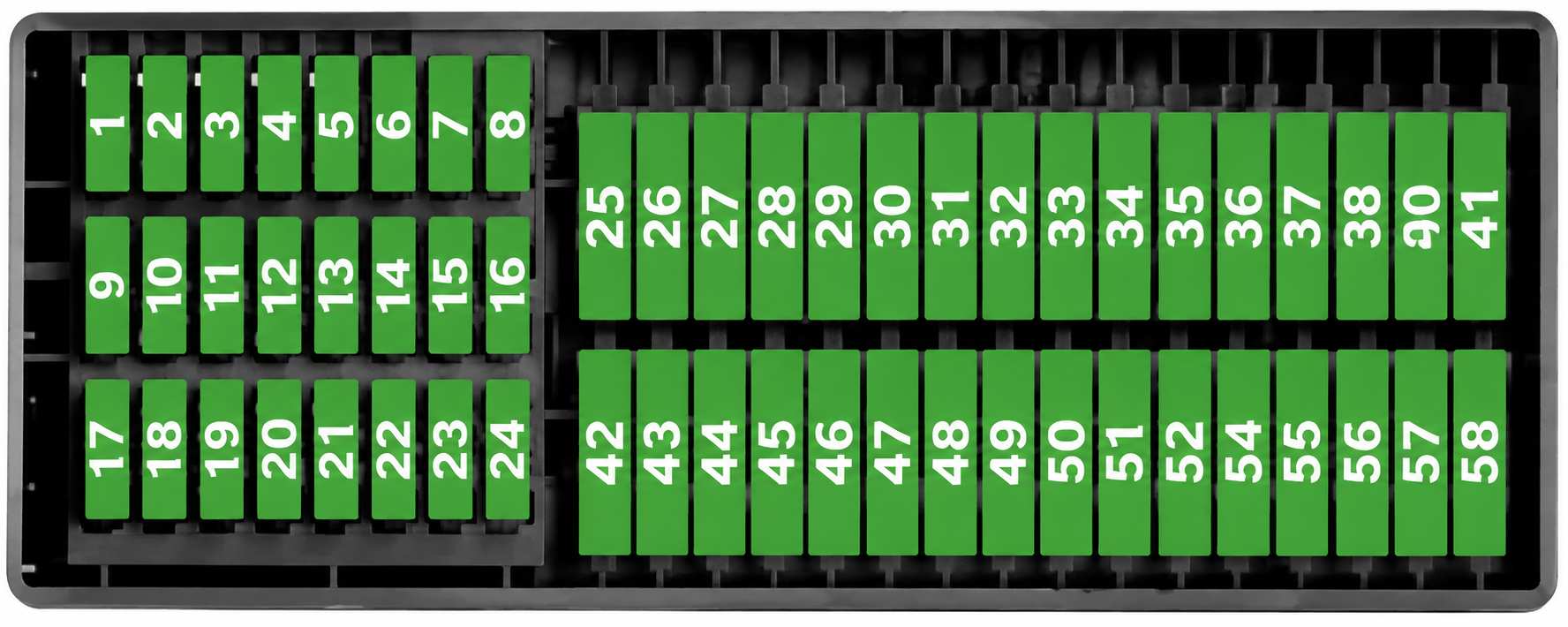 SEAT Toledo (2012 - 2015) Passenger Compartment Fuse Box Diagram Fig 1 LHD
