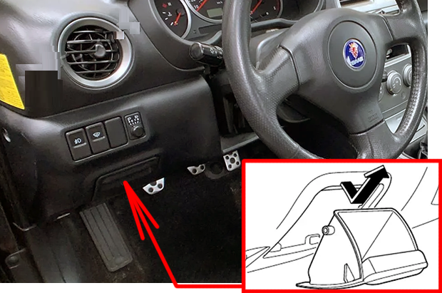 Saab 9-2x (2005 & 2006) Passenger Compartment Fuse Box Location
