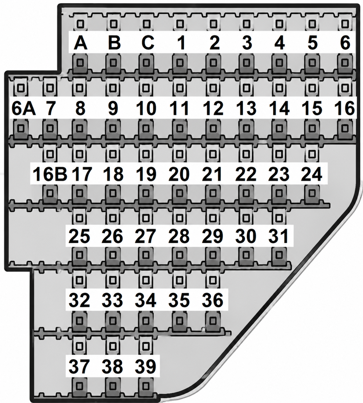 Saab 9-3 OG (1998 - 2002) Passenger Compartment Fuse Box Diagram