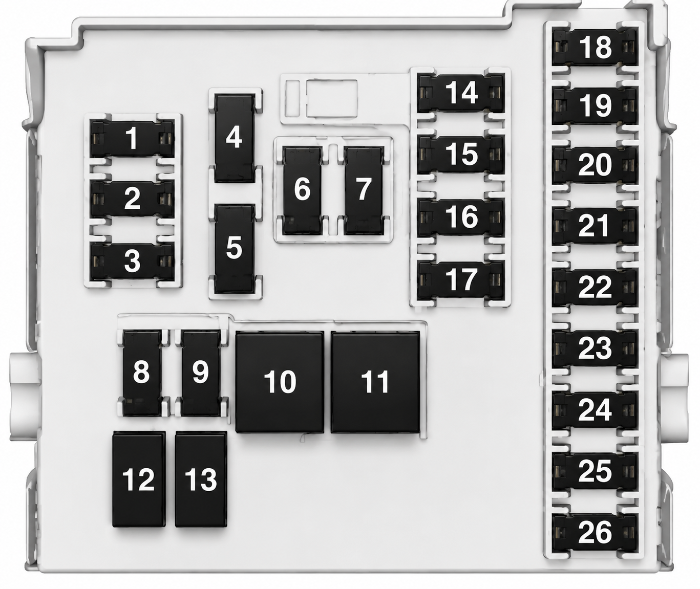 Saab 9-5 (2010 - 2012) Passenger Compartment Fuse Box Diagram