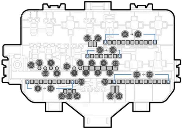 Volvo C40 EC40 (2022 - 2026) Passenger Compartment Fuse Box Diagram