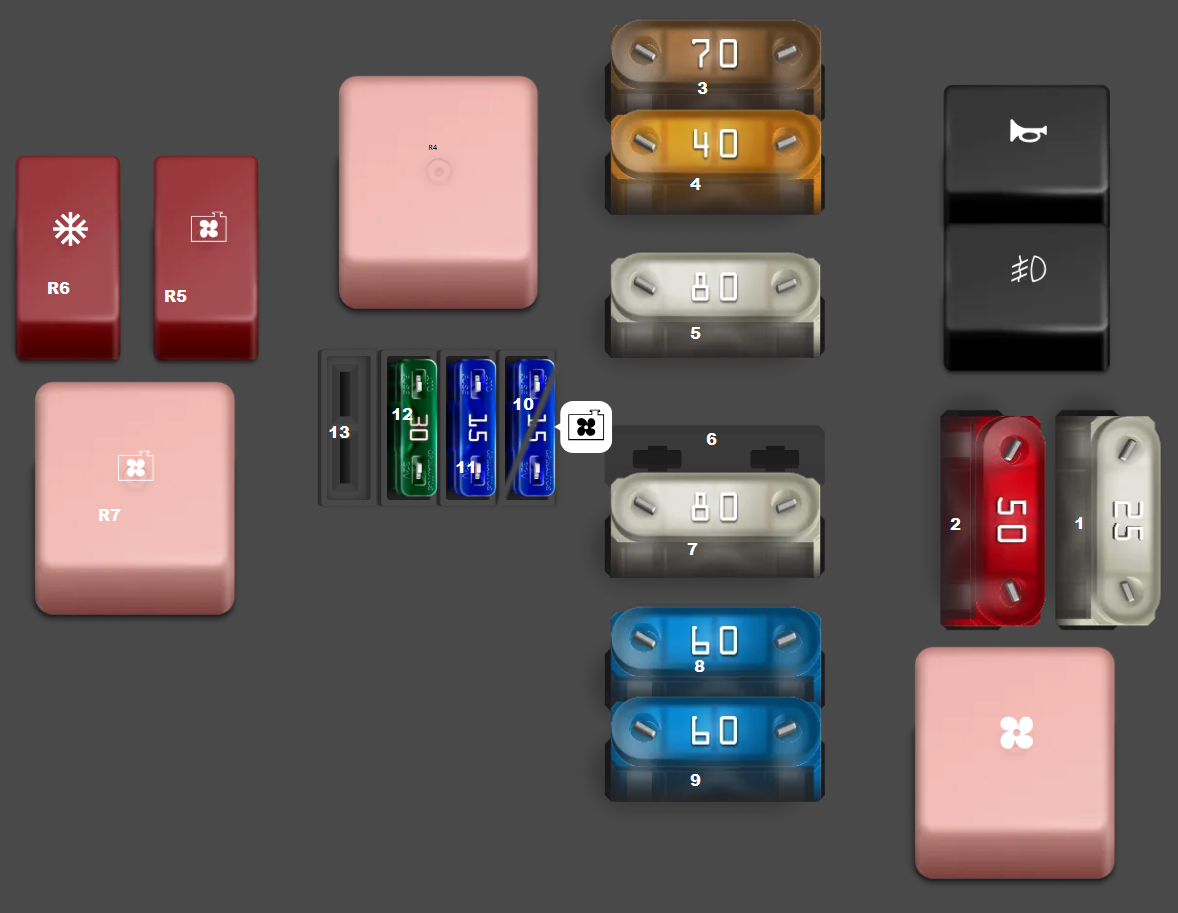 Engine compartment fuse box (Type 2) 2008-2012