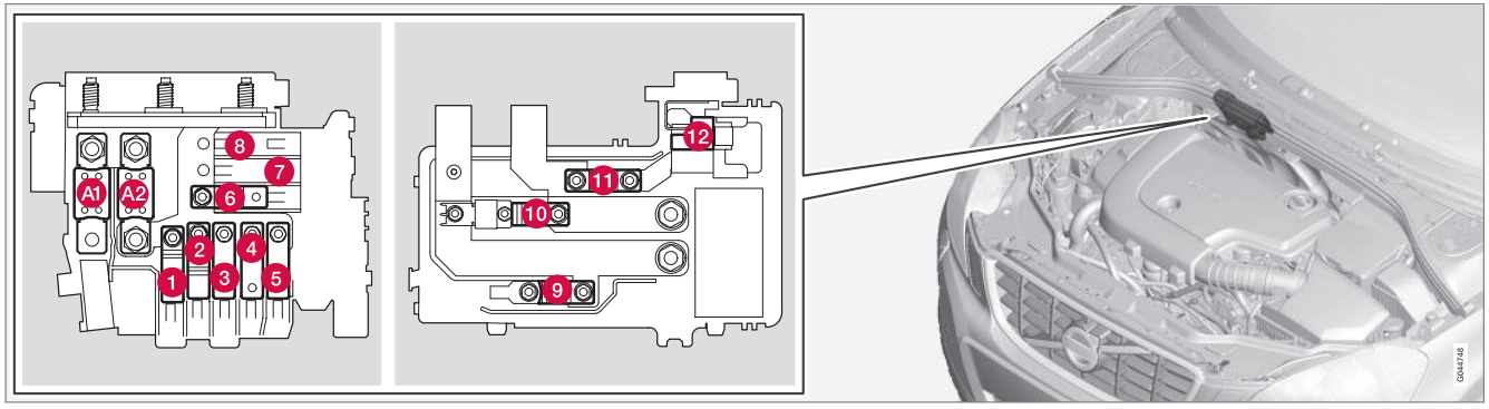 Fuses - in the engine compartment's
