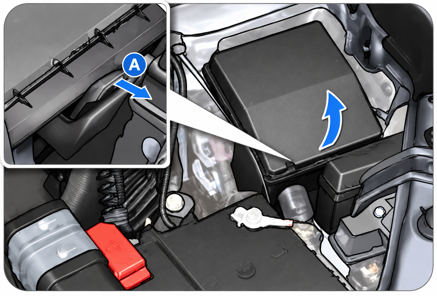Peugeot 4007 (2007 - 2012) Engine Compartment Fuse Box Locationn Fig 2